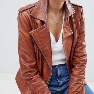 Barneys Originals leather biker jacket